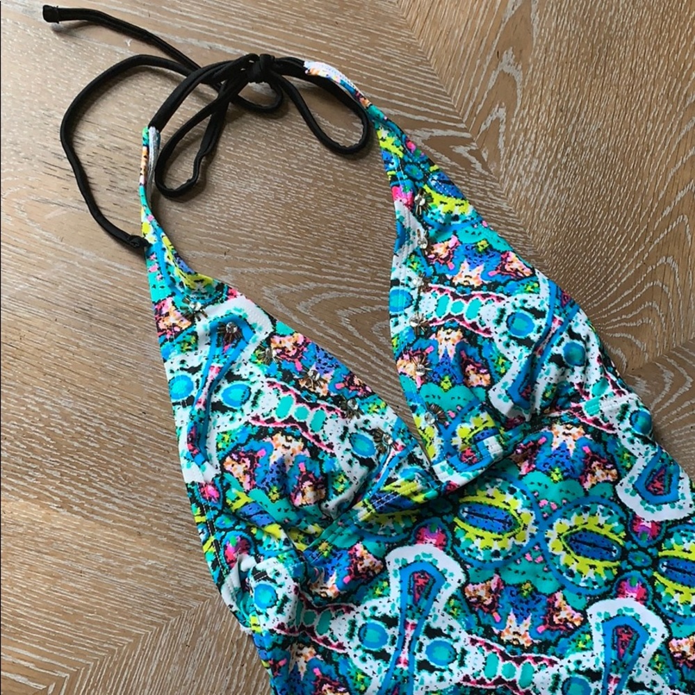MUDD Embellished Triangle Tankini Swim Tankini Top